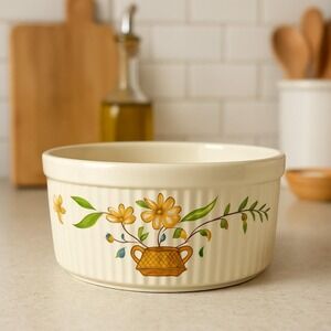 1980s Japan Countryside‎ Stoneware Collection Casserole Ribbed Farmhouse Bowl